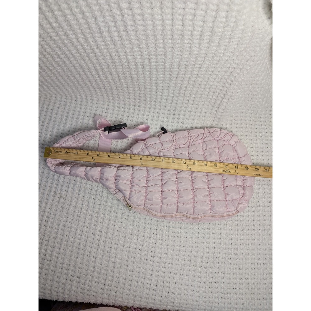 Light Pink Quilted Puffer Sling Bag Adjustable Crossbody Teardrop Backpack - Picture 9 of 9